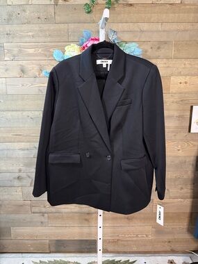 DKNY Women's Classic Black Double-Breasted Blazer plus size 14W